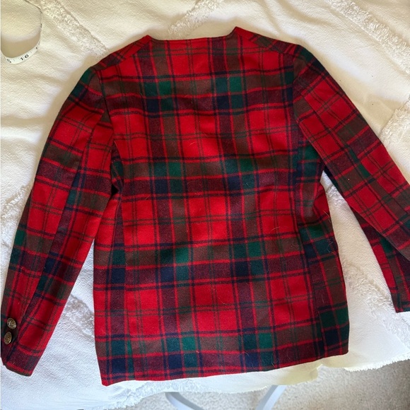 Sears Vintage Pooh Limited Edition Red and Green Blazer Classic Plaid Wool-Blend - Picture 6 of 9